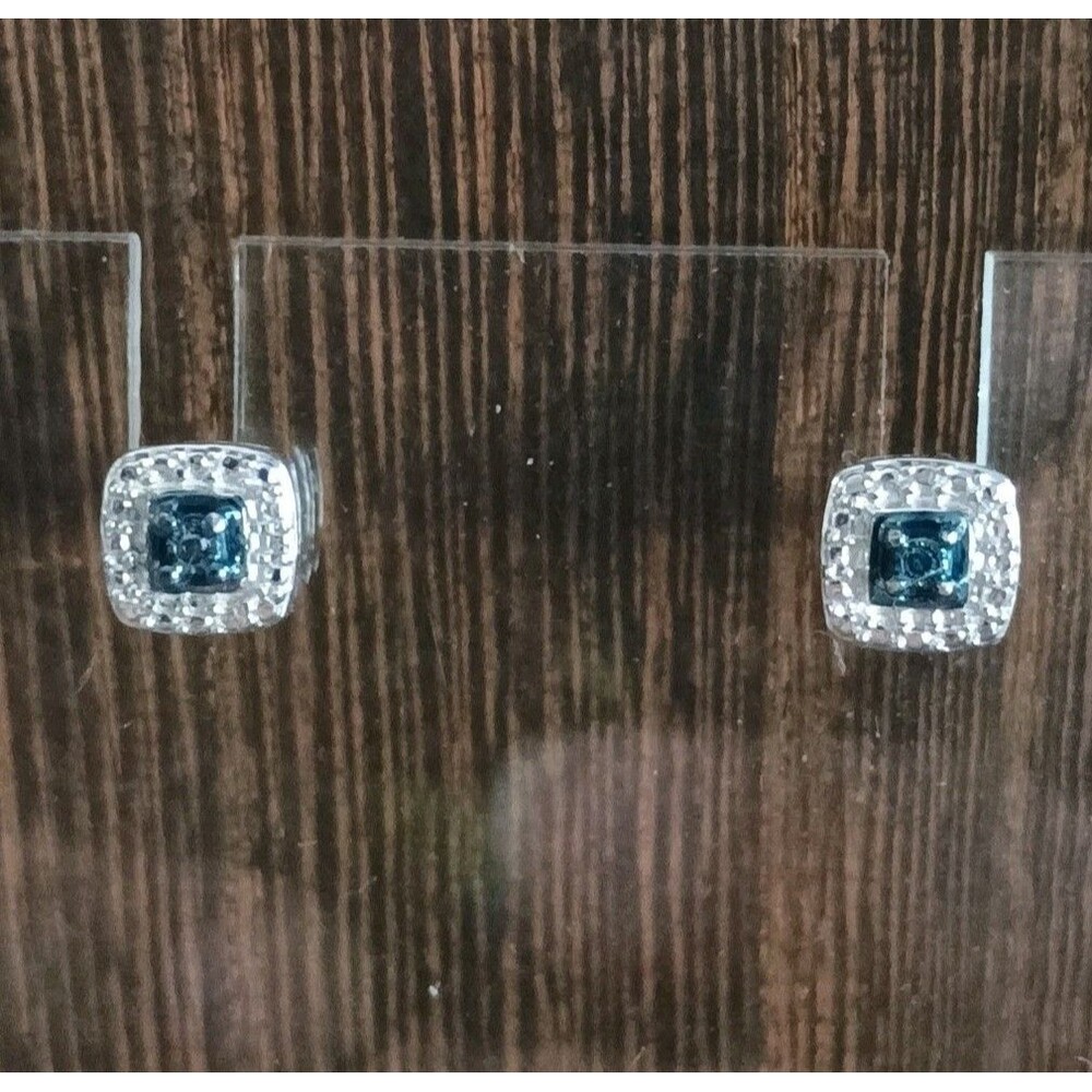 JWBR Renaissance Jewelry NY Sterling Blue Diamond Stud Earrings